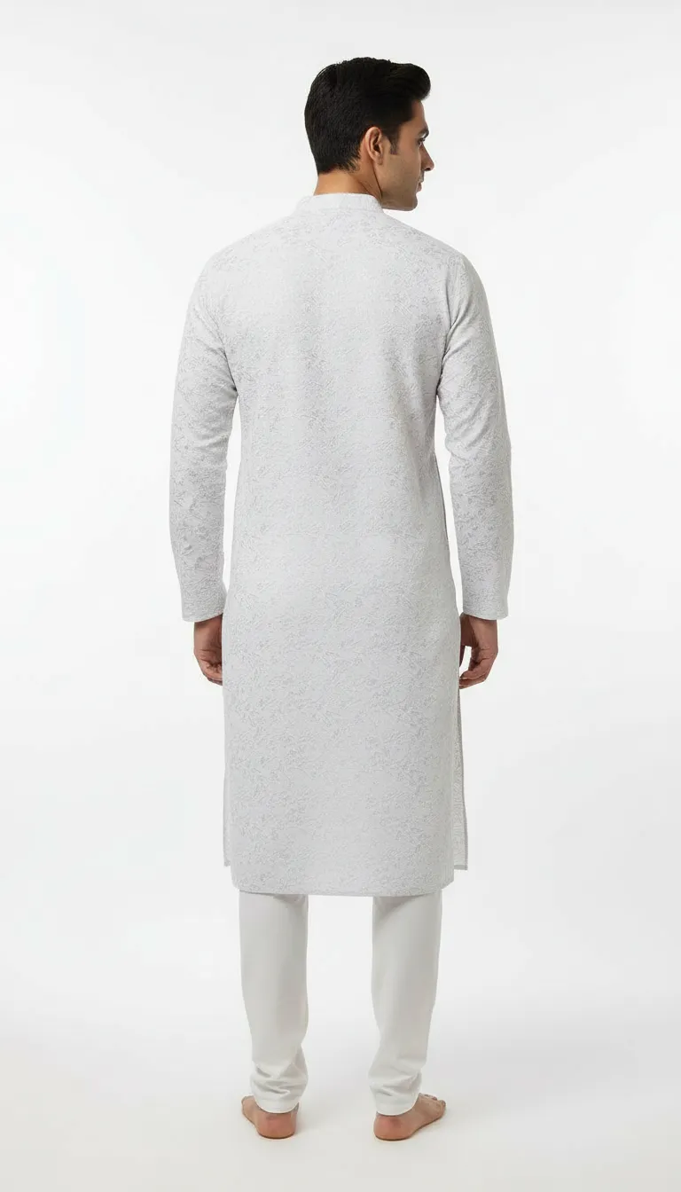 Mens Designer White Kurta view 4