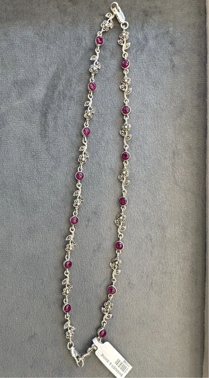 Silver Floral Gemstone Anklets view 3
