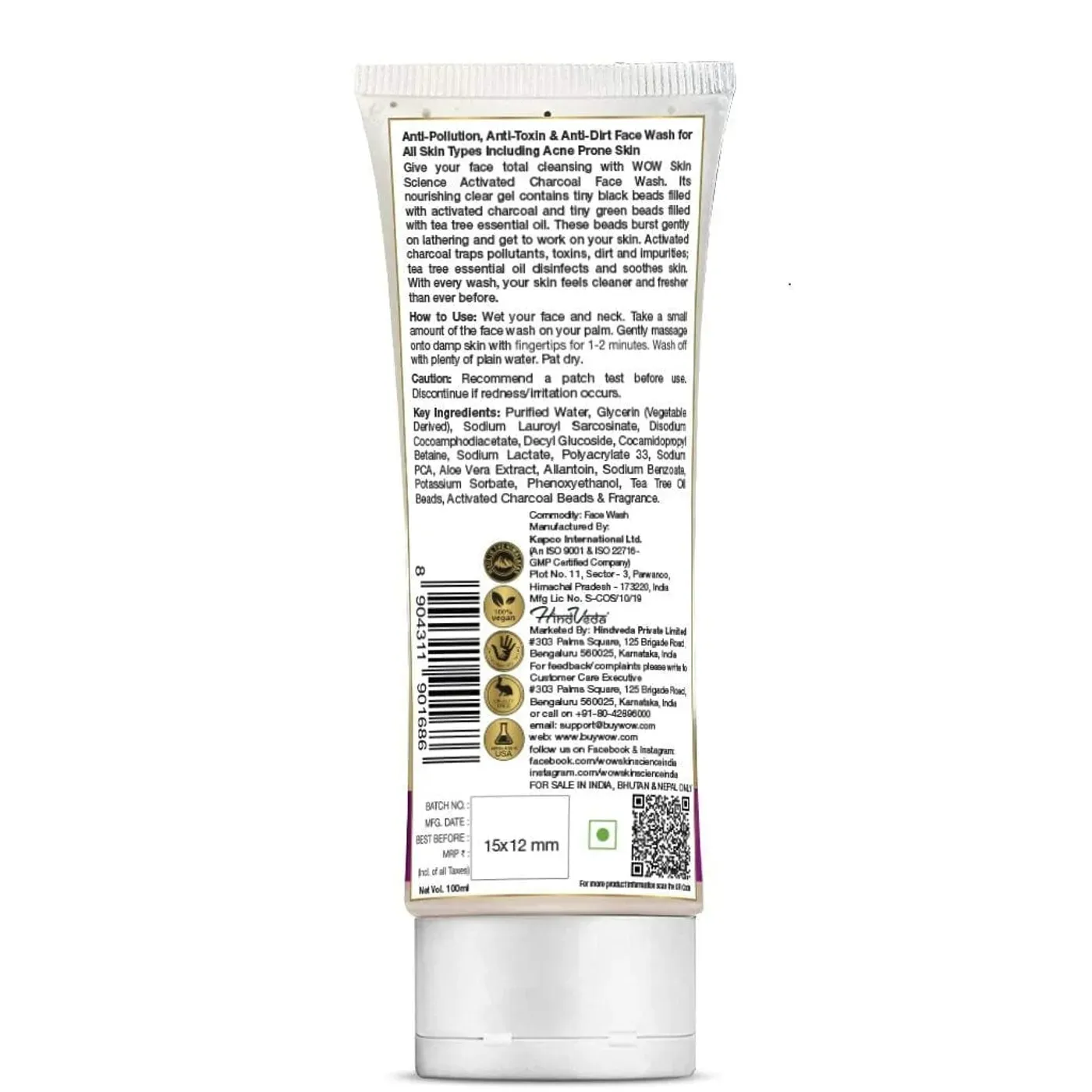 Wow Activated Charcol Face Wash 100 ml view 2