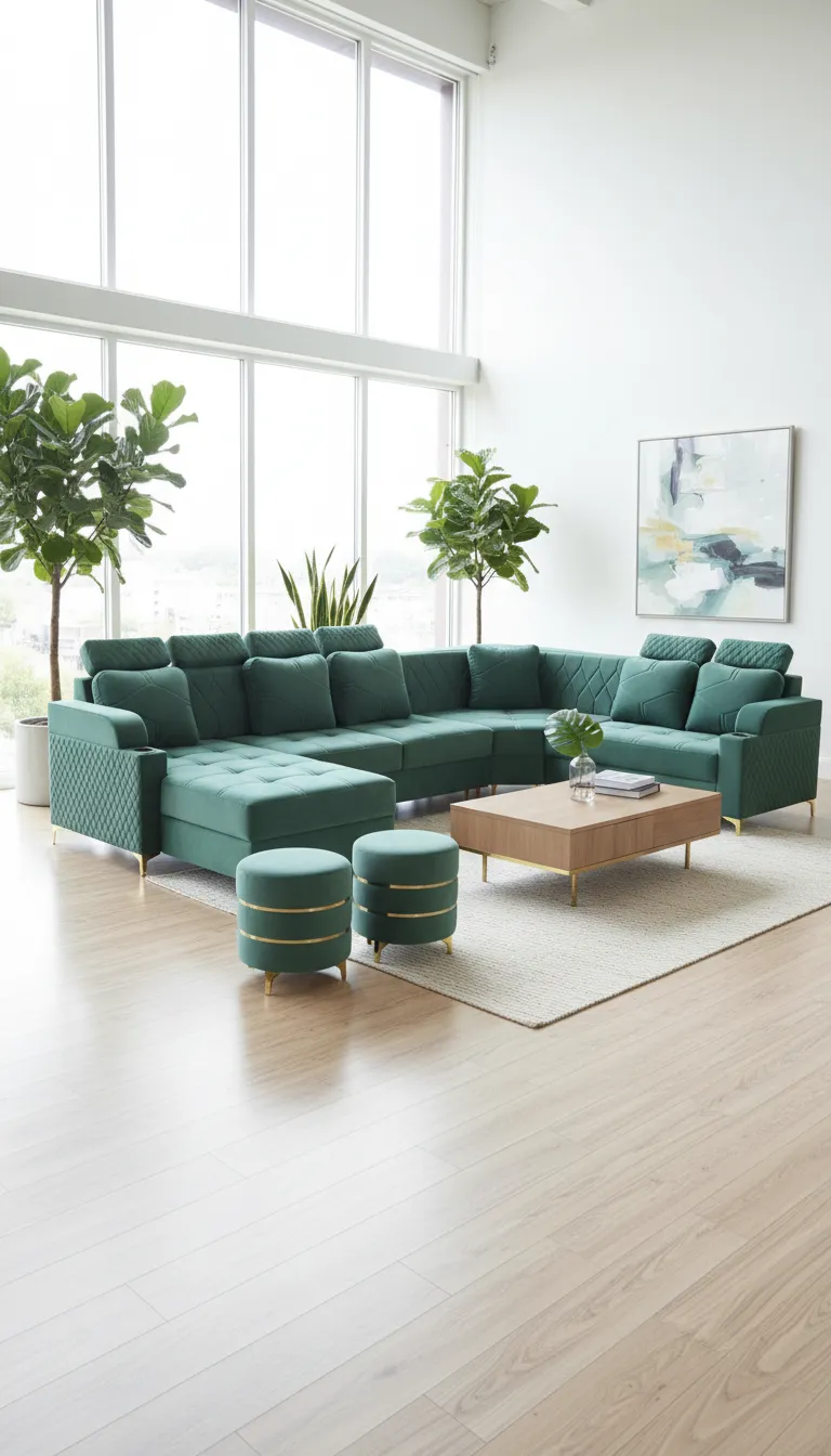 Velvet Sectional Sofa view 2