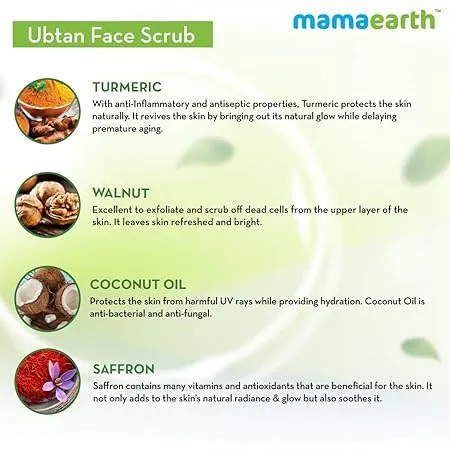 Mamaearth Ubtan Scrub For Face with Turmeric & Walnut for Tan Removal 100 g view 4