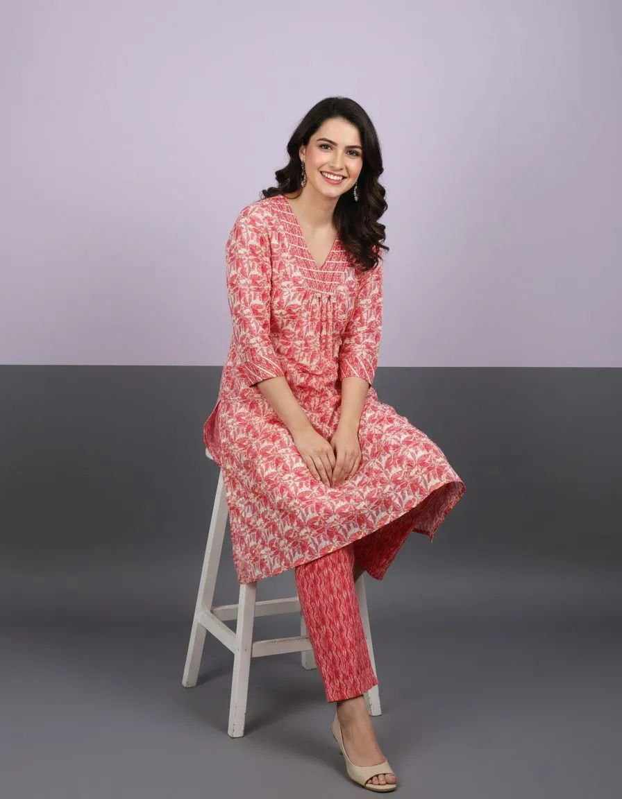 Red Printed Salwar Suit view 2