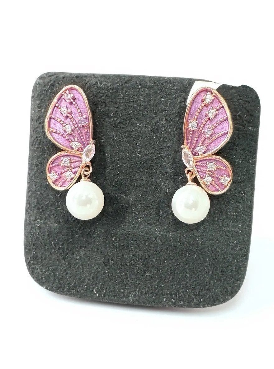 Butterfly Pearl Earrings view 2