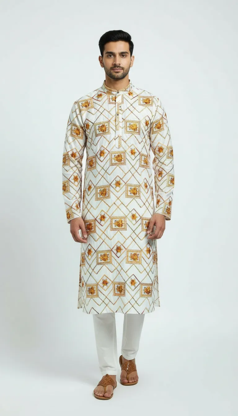 Designer Embroidered Kurta view 4