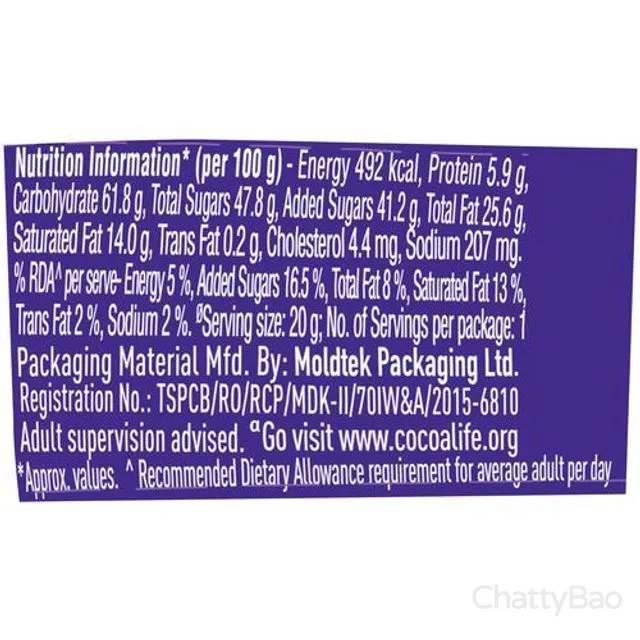 Cadbury Dairy Milk Lickables Chocolate With Oreo Chunks 20 g view 3