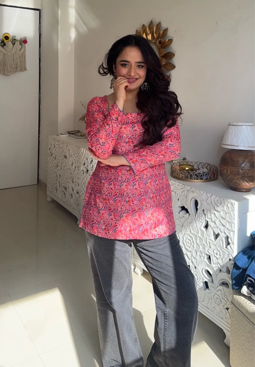 Peach Woolen Corset Kurti