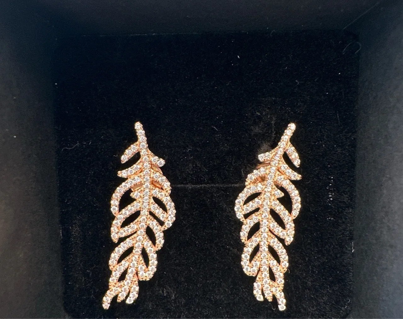 Rose Gold Leaf Earrings view 2