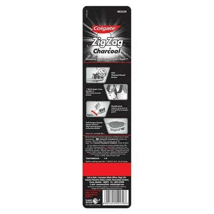 Colgate Zig Zag Charcoal Medium Toothbrush view 2