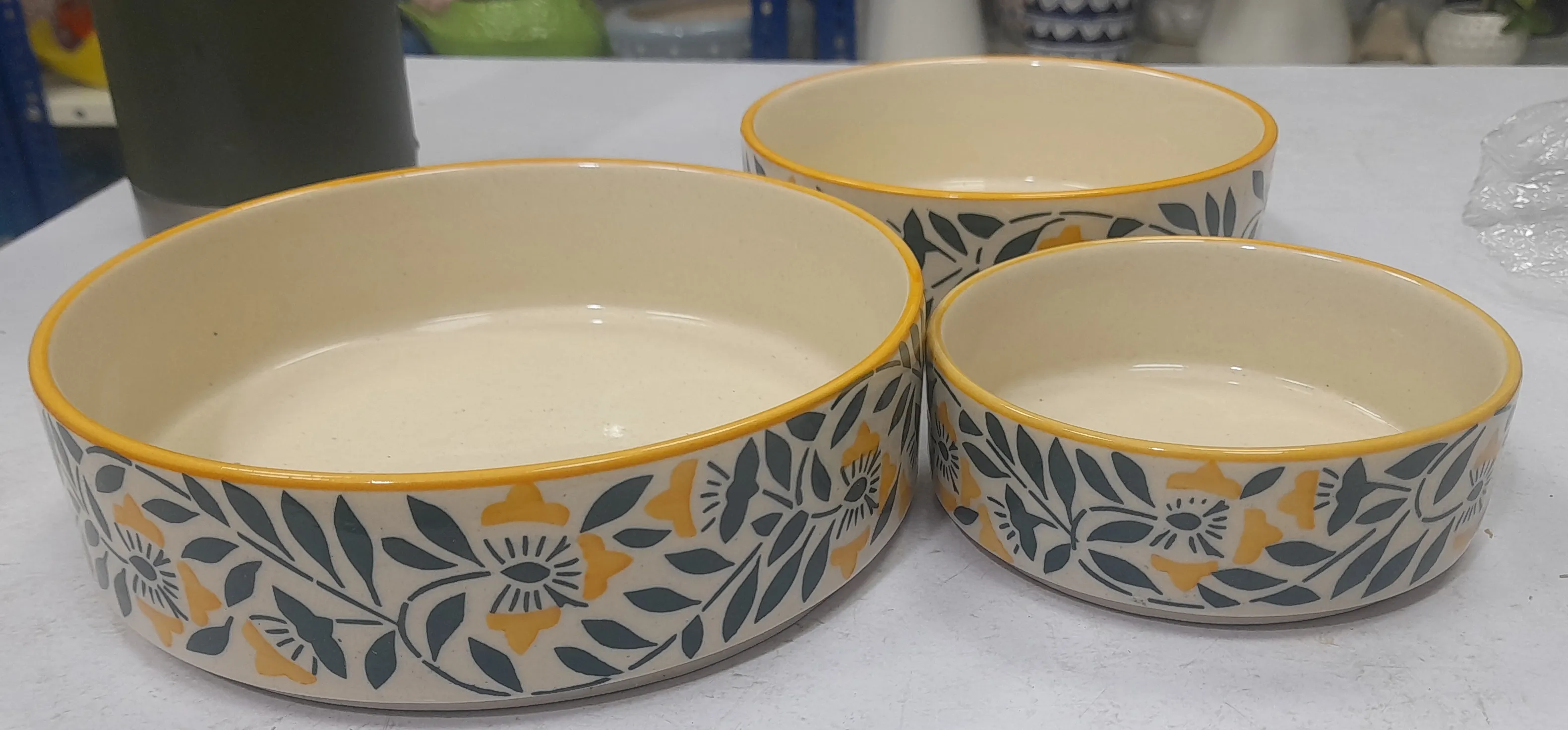 Handmade Ceramic Serving Bowls Set Of 3 Nos view 2