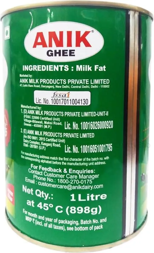 Anik Ghee Tin 1 L view 2