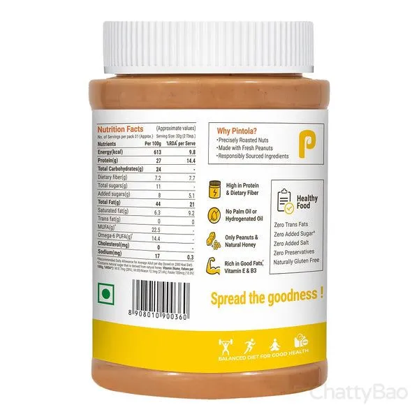 Pintola Honey Peanut Butter Creamy 1 Kg view 2
