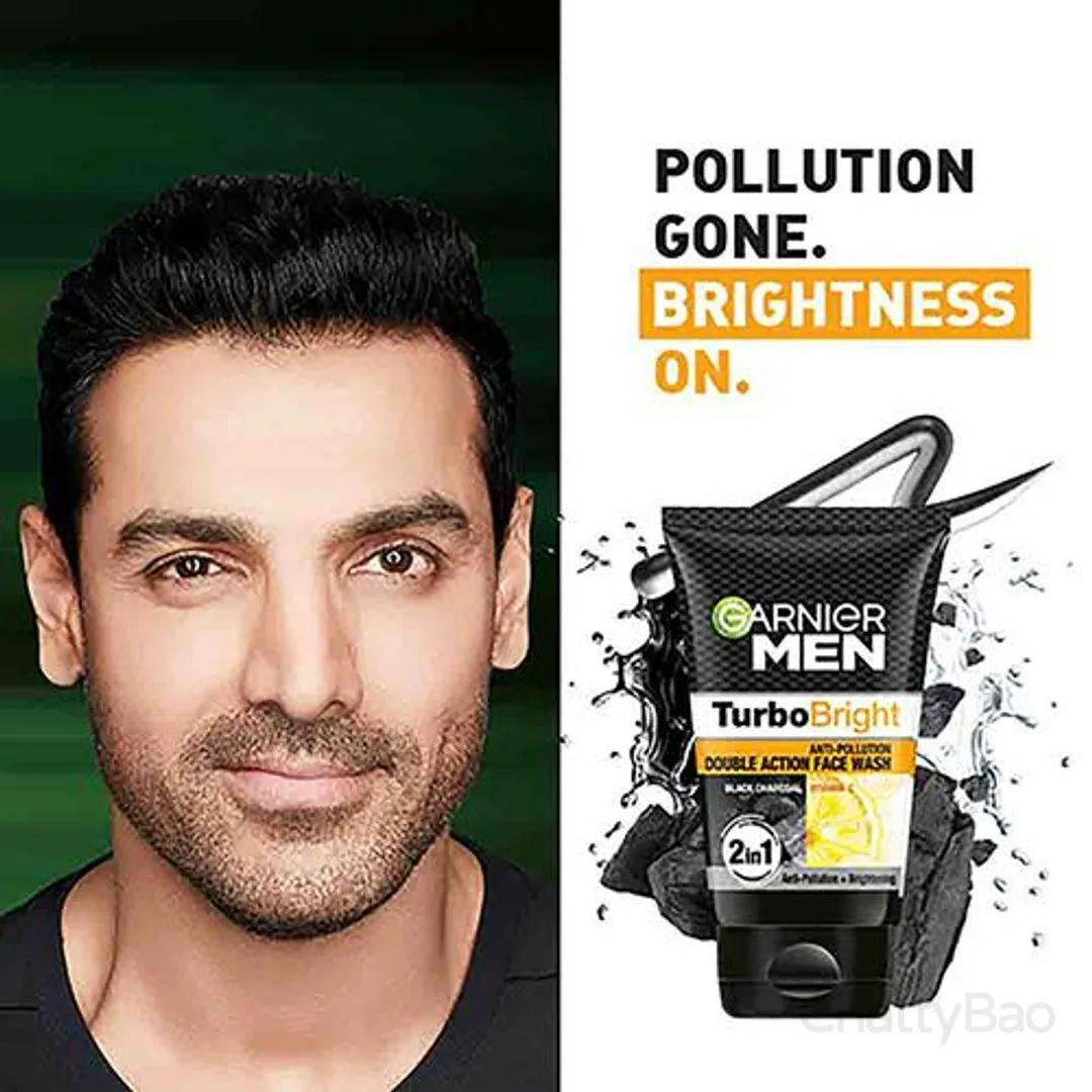 Garnier Men Face Wash - Turbo Bright Anti-Pollution Double Action 100 g view 2