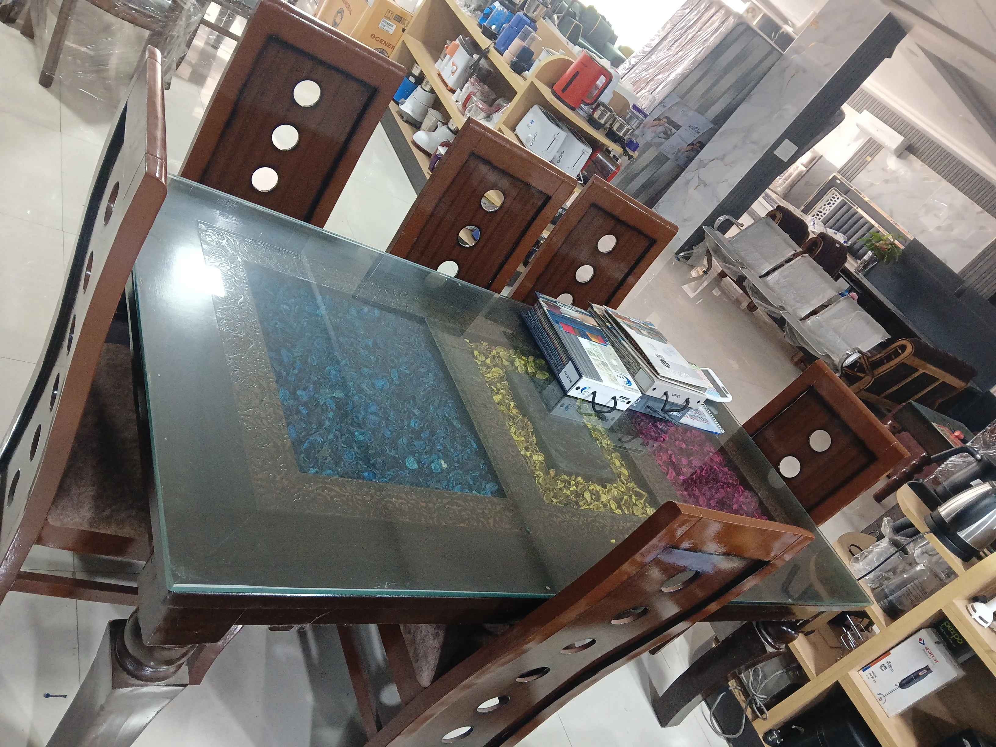 Designer Glass-Top Dining Table view 2