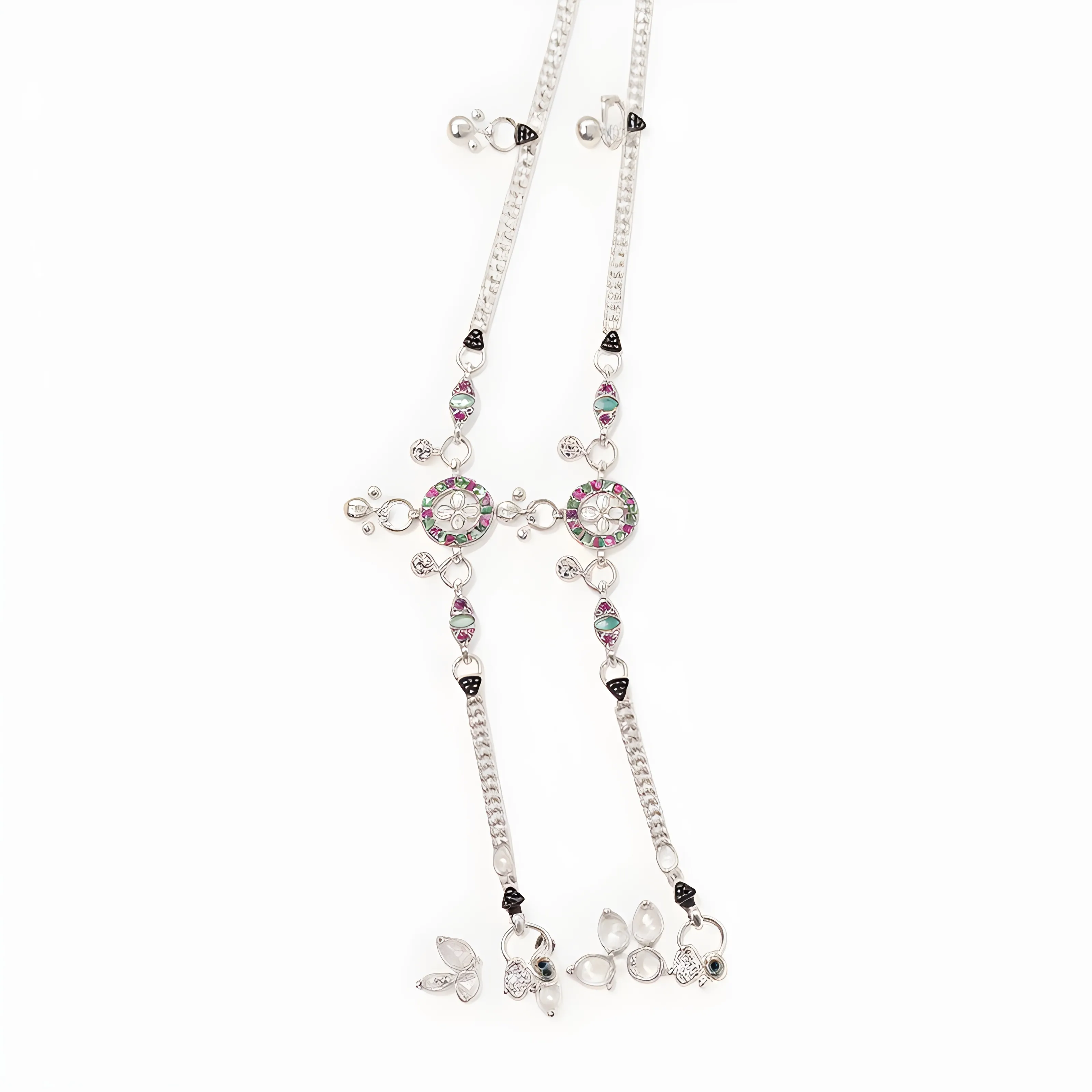 Silver Anklets with Colored Gemstones view 2
