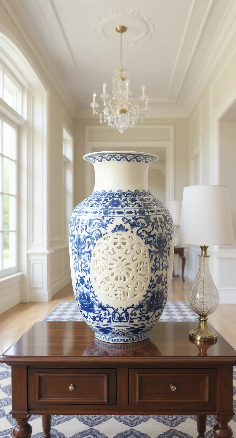 Blue and White Porcelain Vase view 8