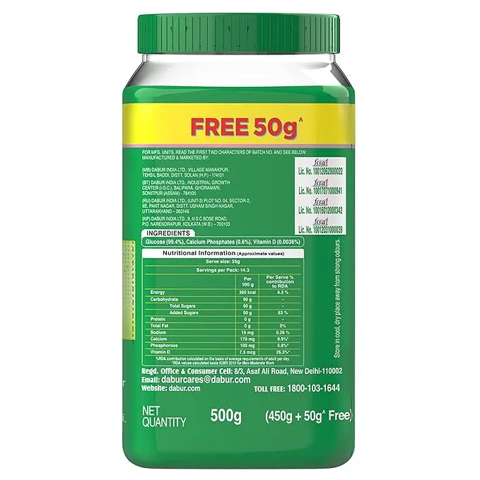 Dabur Glucose D Instant Energy Glucose Juicy & Tasty 500 g view 2