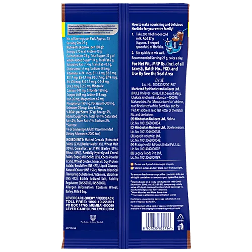 Horlicks Nutrition Drink - Chocolate Pouch 400 g view 2