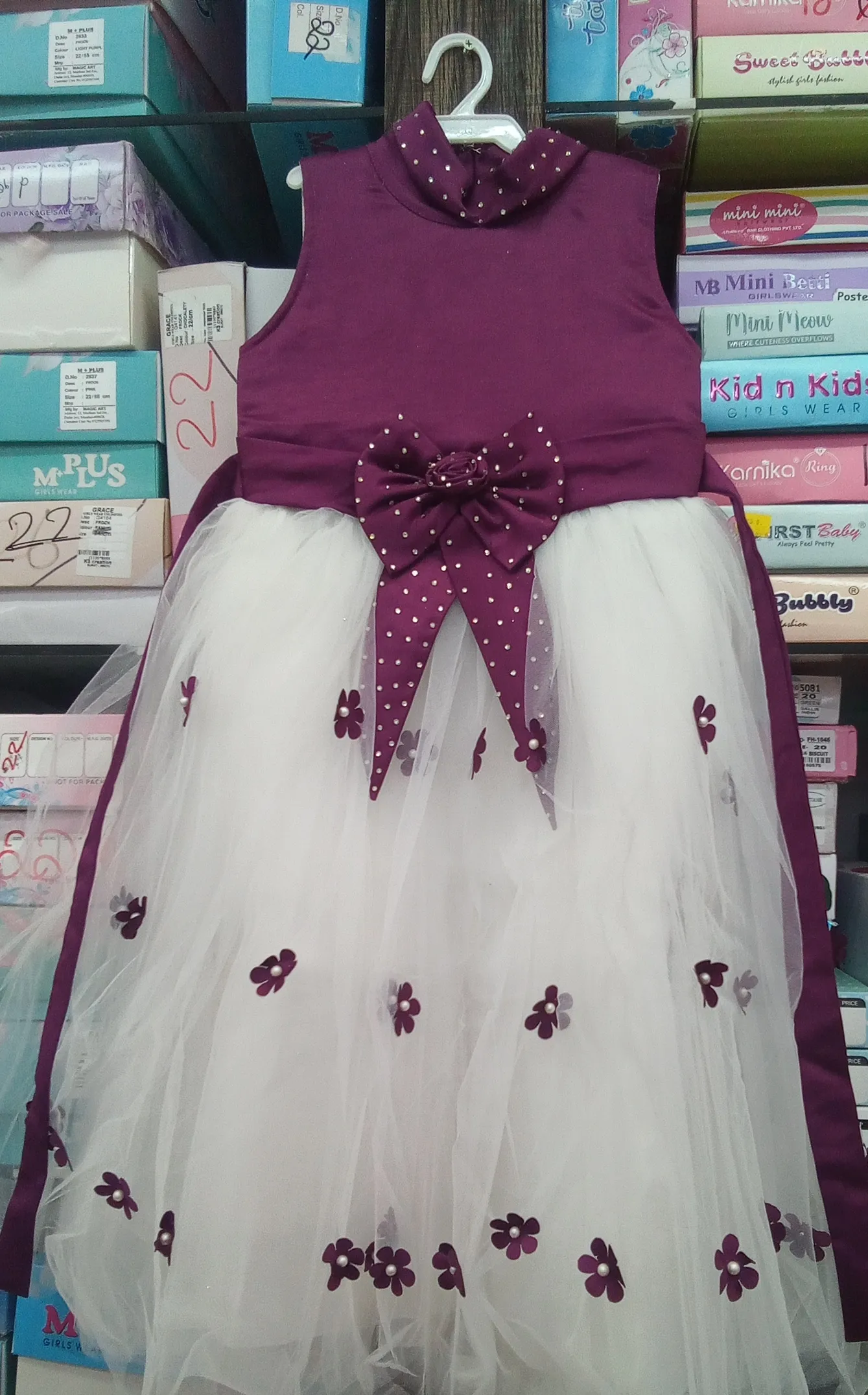 Girls Party Wear Gown Wine view 3