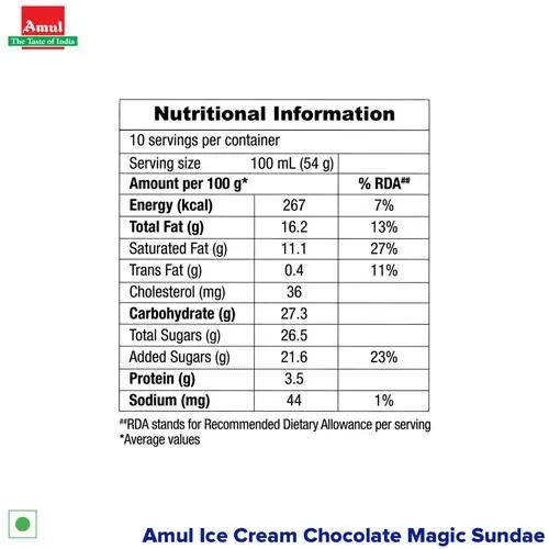 Amul Ice Cream - Chocolate Magic Sundae Tub 1 L view 3
