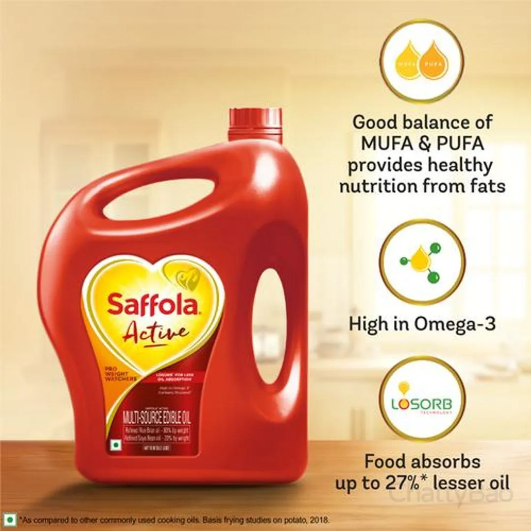 Saffola Active Refined Cooking Oil 5 L view 3