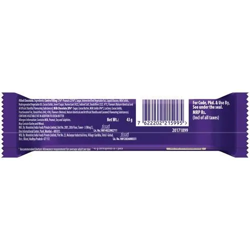Cadbury Fuse Peanut & Caramel Filled Chocolate Bar 43 g view 2