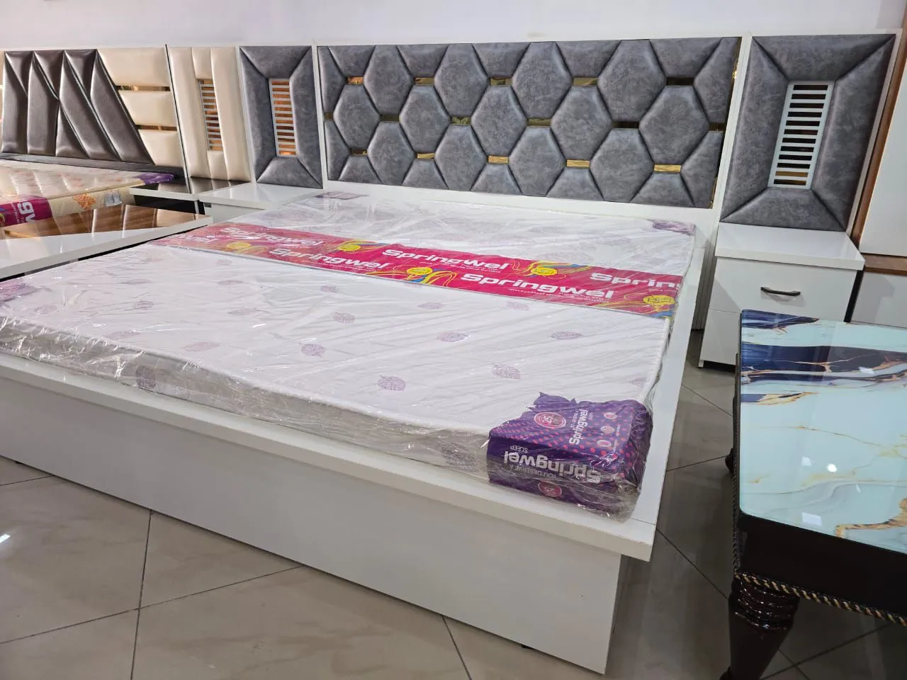 Upholstery Bed With Side Tables view 2
