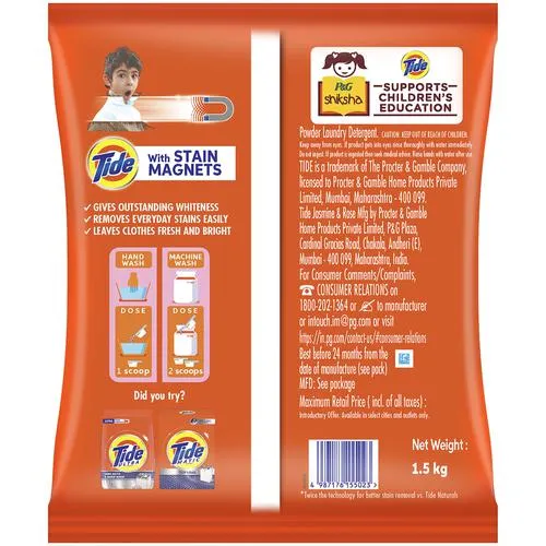 Tide Double Power Detergent Washing Powder - Jasmine & Rose 1.5 Kg view 2