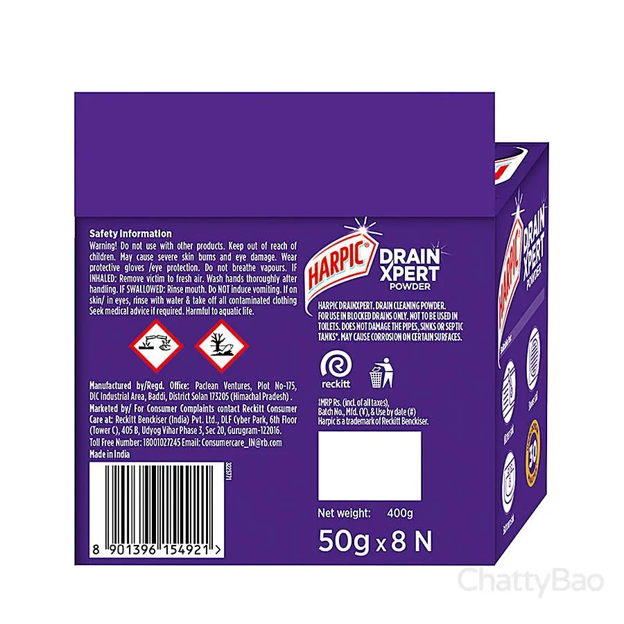 Harpic Drain Xpert - Drain Cleaning Powder 400 g (Pack of 8) view 2