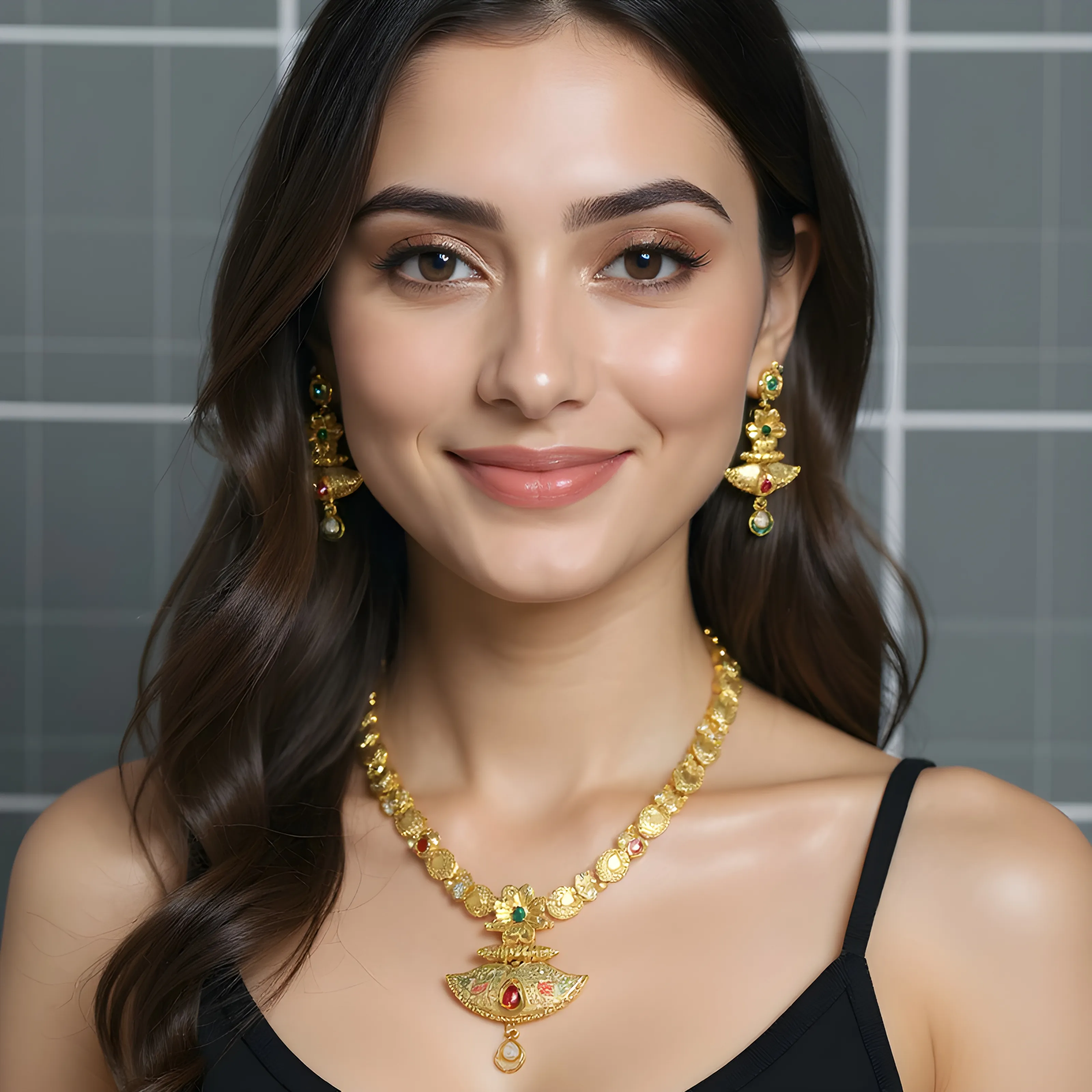 Antique Gold Floral Necklace Set view 2