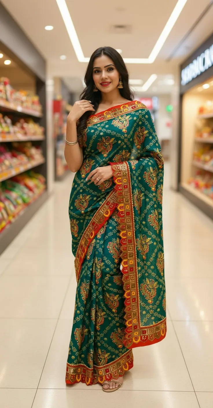 Embroidered Jaipuri Saree view 6