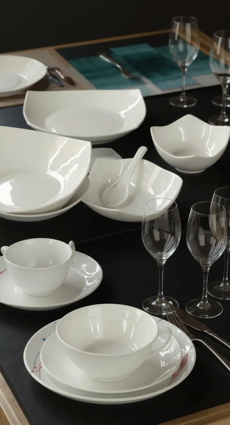 Modern White Dinnerware Set view 2