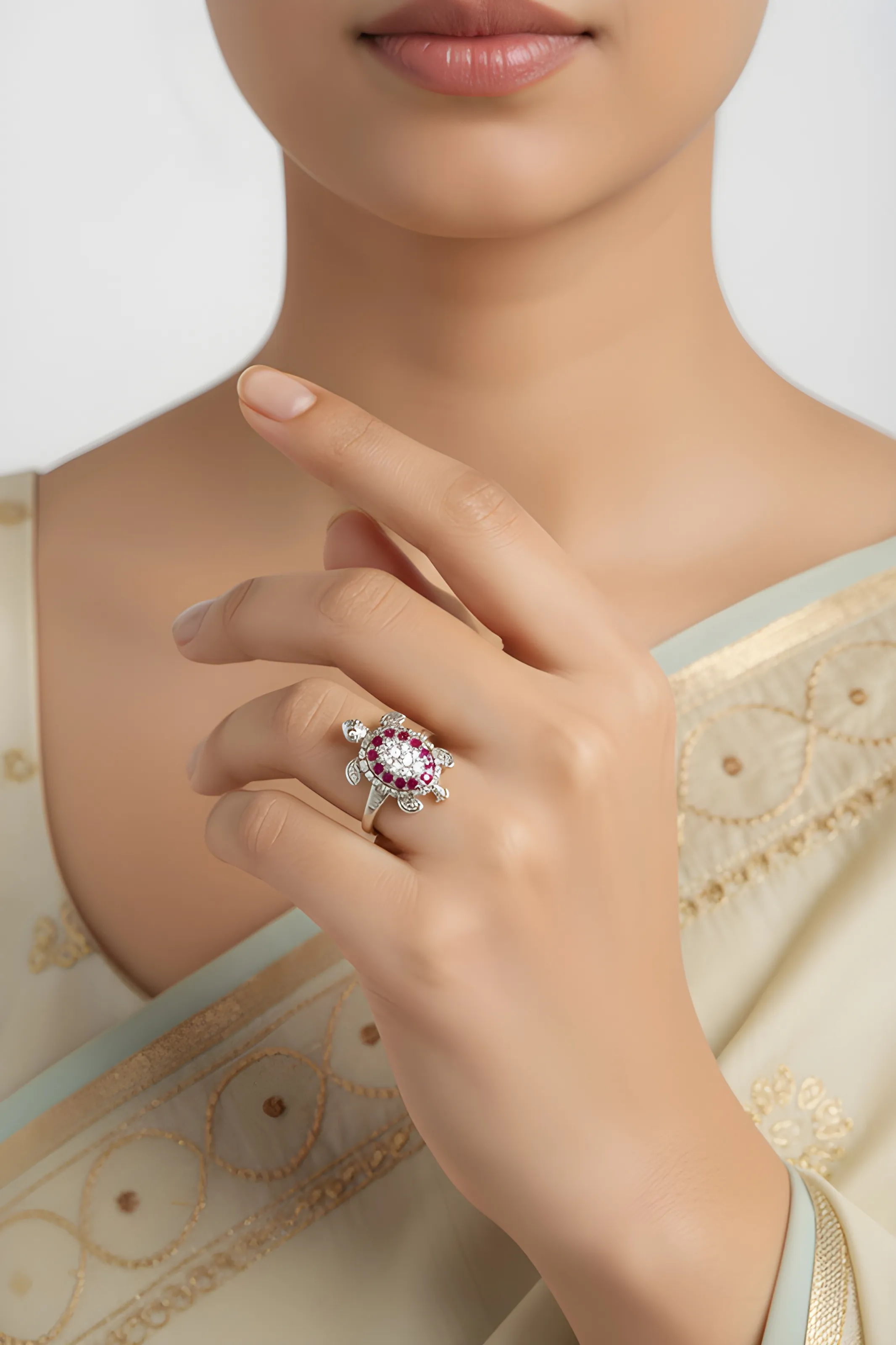 Silver Turtle Ring view 2