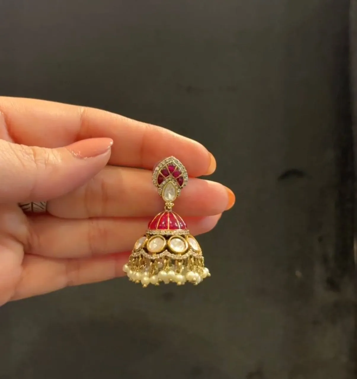 Traditional Kundan Meena Jhumka