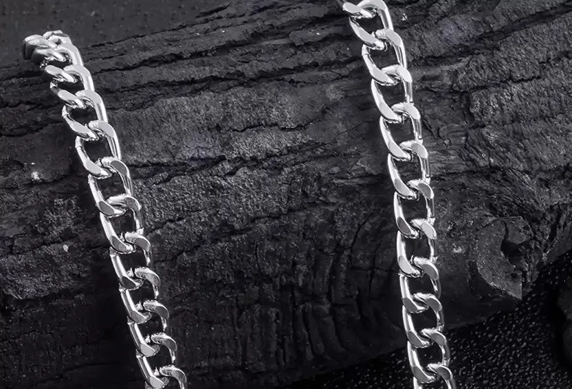 Silver Cuban Link Necklace Chain view 4