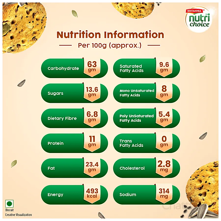 Britannia Nutri Choice Seed Biscuits - 0% Maida 75 g view 3