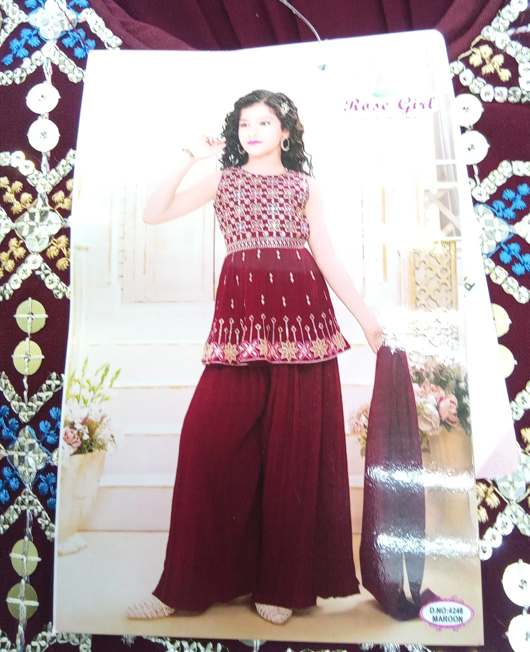 Rose Girl Maroon Ethnic Set.... view 3