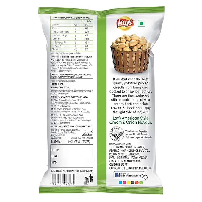 Lays American Style Cream And Onion 115 g view 2