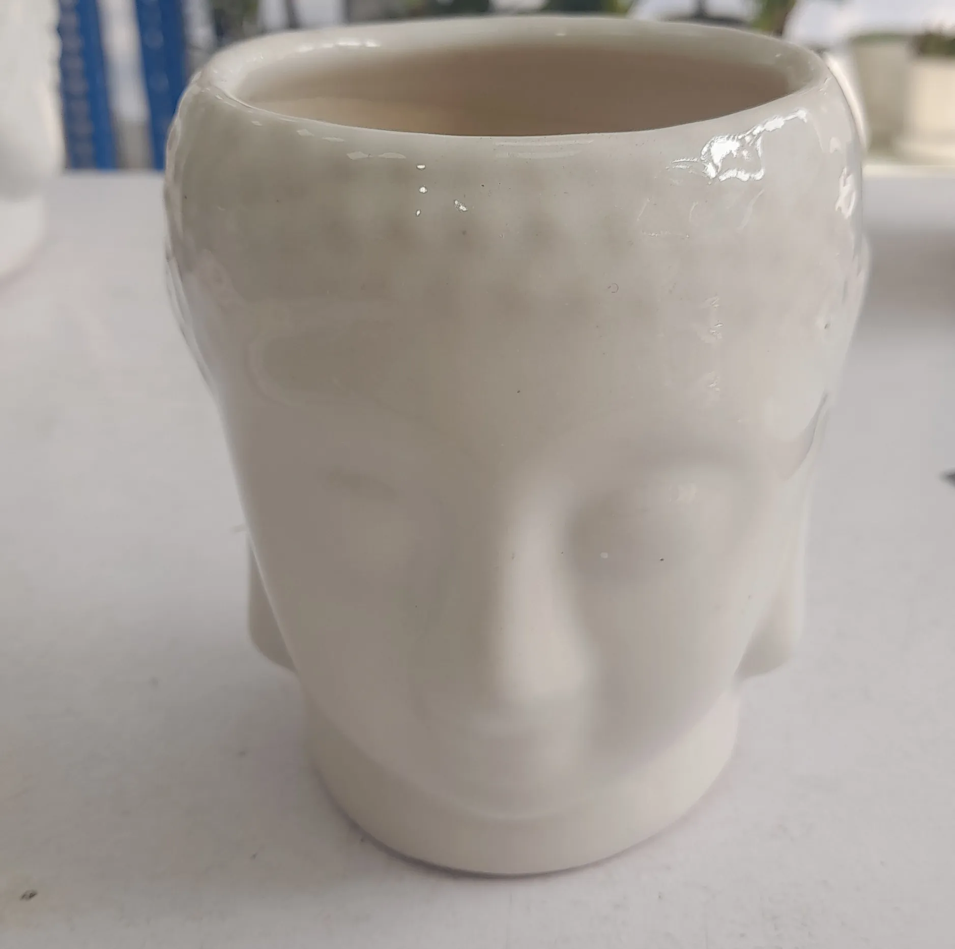 Head-shaped Ceramic Planter 4"H & 3"W view 2