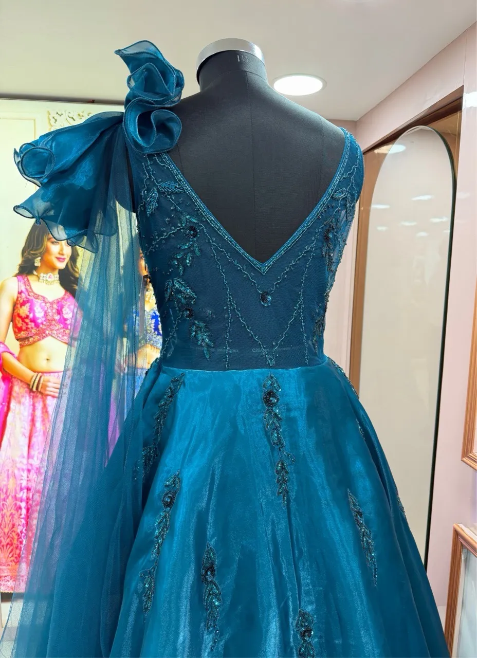 Elegant Teal Evening Gown view 5
