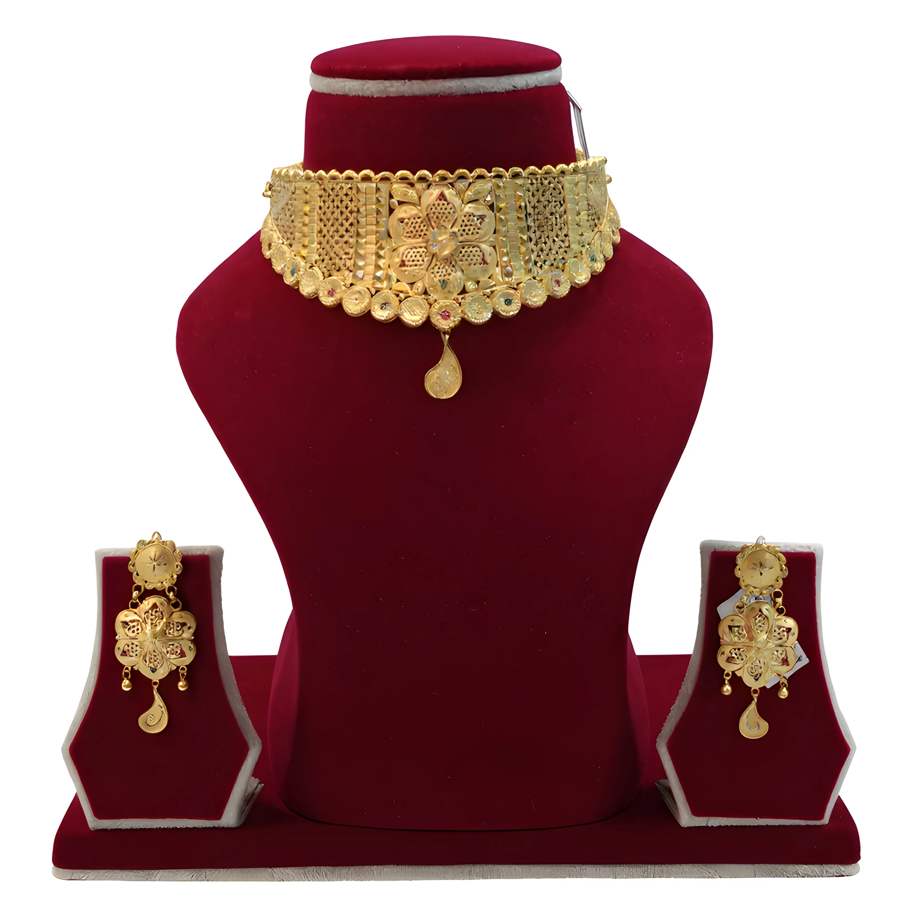 Gold Floral Necklace Set view 2