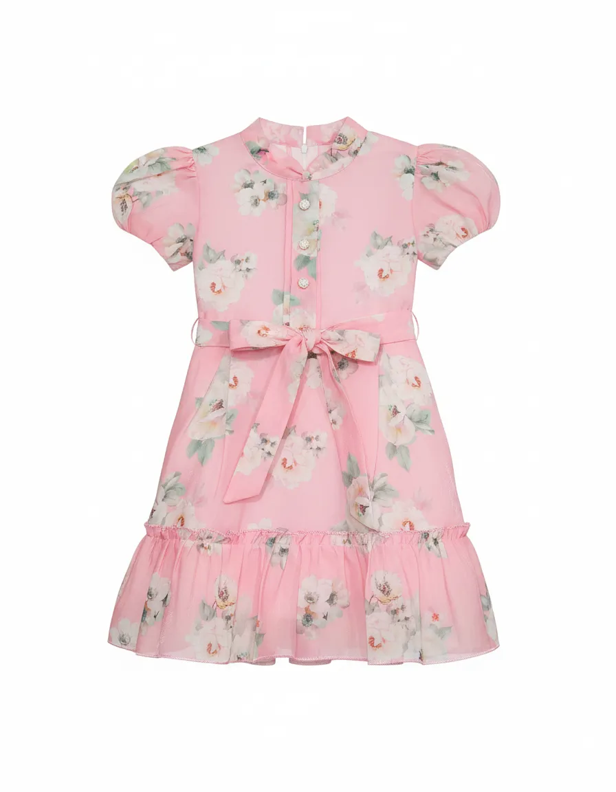 Girls Floral Dress Pink view 2