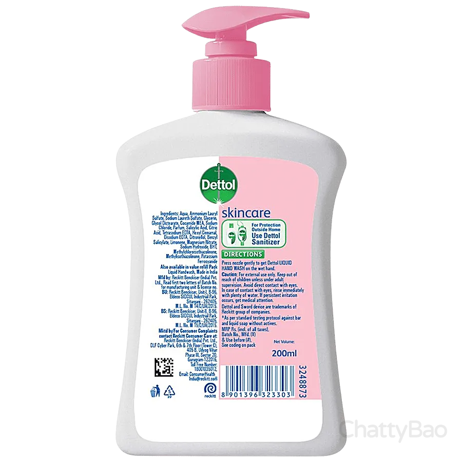 Dettol Liquid Handwash - Skincare Pump Bottle 200 ml view 2