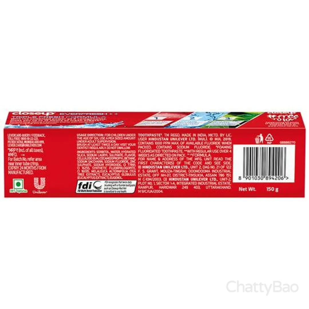 Close Up Everfresh+ Anti-Germ Toothpaste - Red Hot 150 g view 3