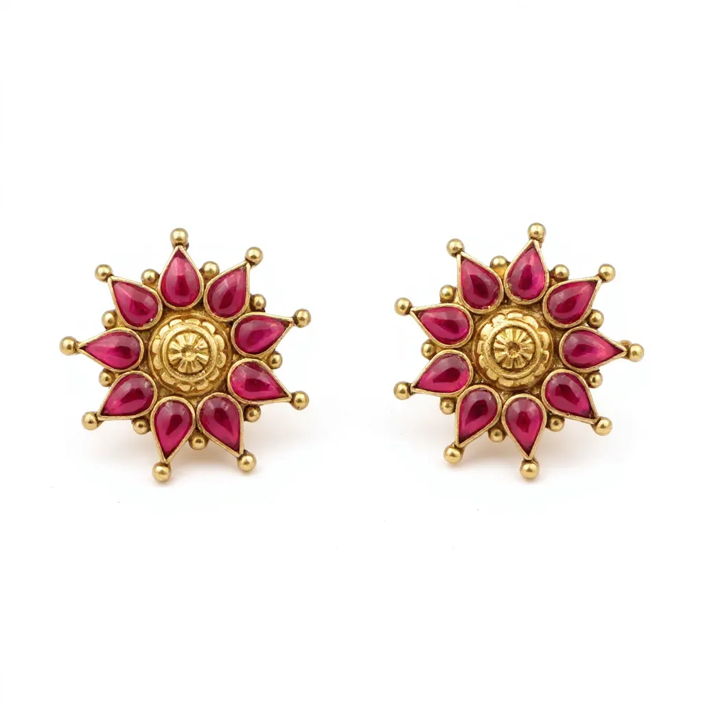 Sunburst Ruby Earrings view 2