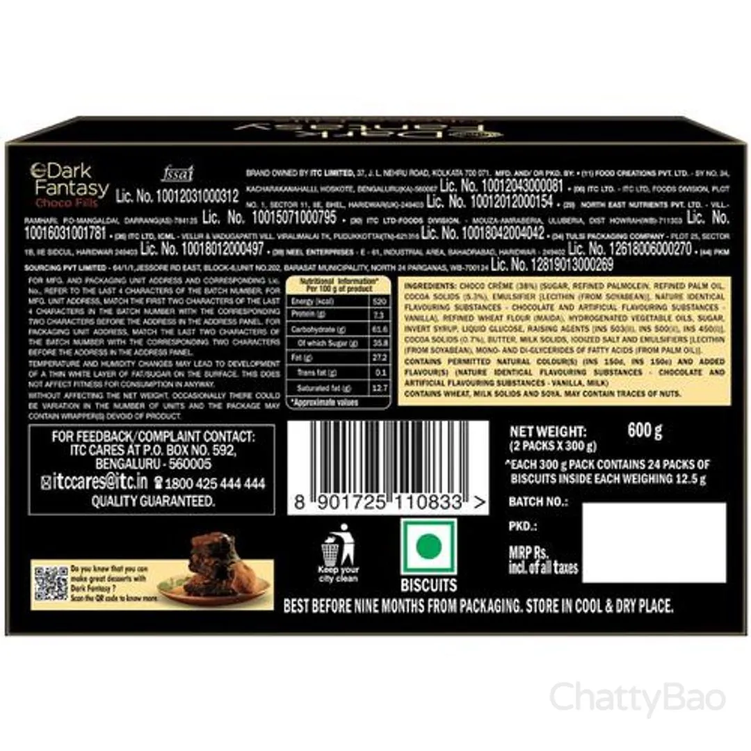Sunfeast Dark Fantasy - Choco Fills Cookies 600 g view 2
