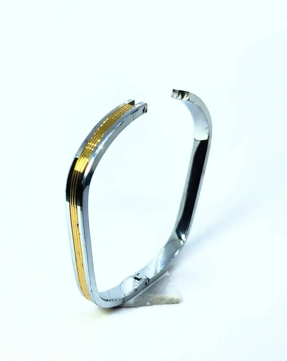 Silver and Gold Polished Kada ( AVKD-57) view 2