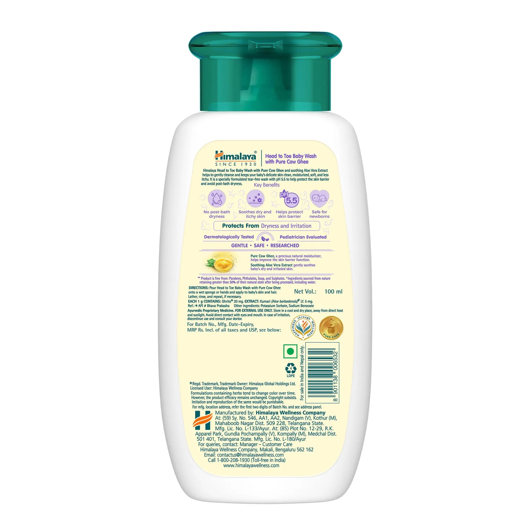 Himalaya Head to Toe Baby Wash with Pure Cow Ghee 100 ml view 2