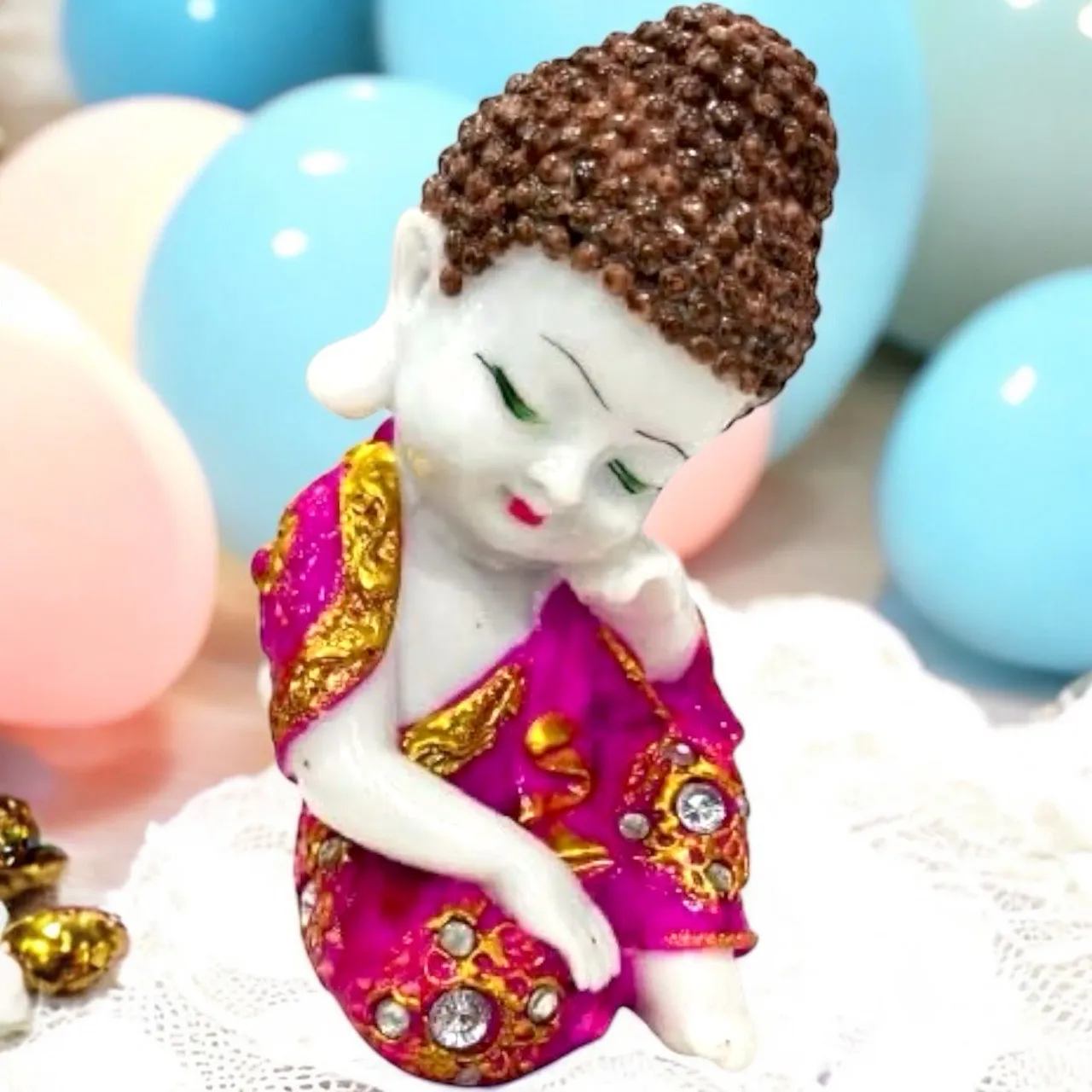 Decorative Pink Buddha Figurine view 2