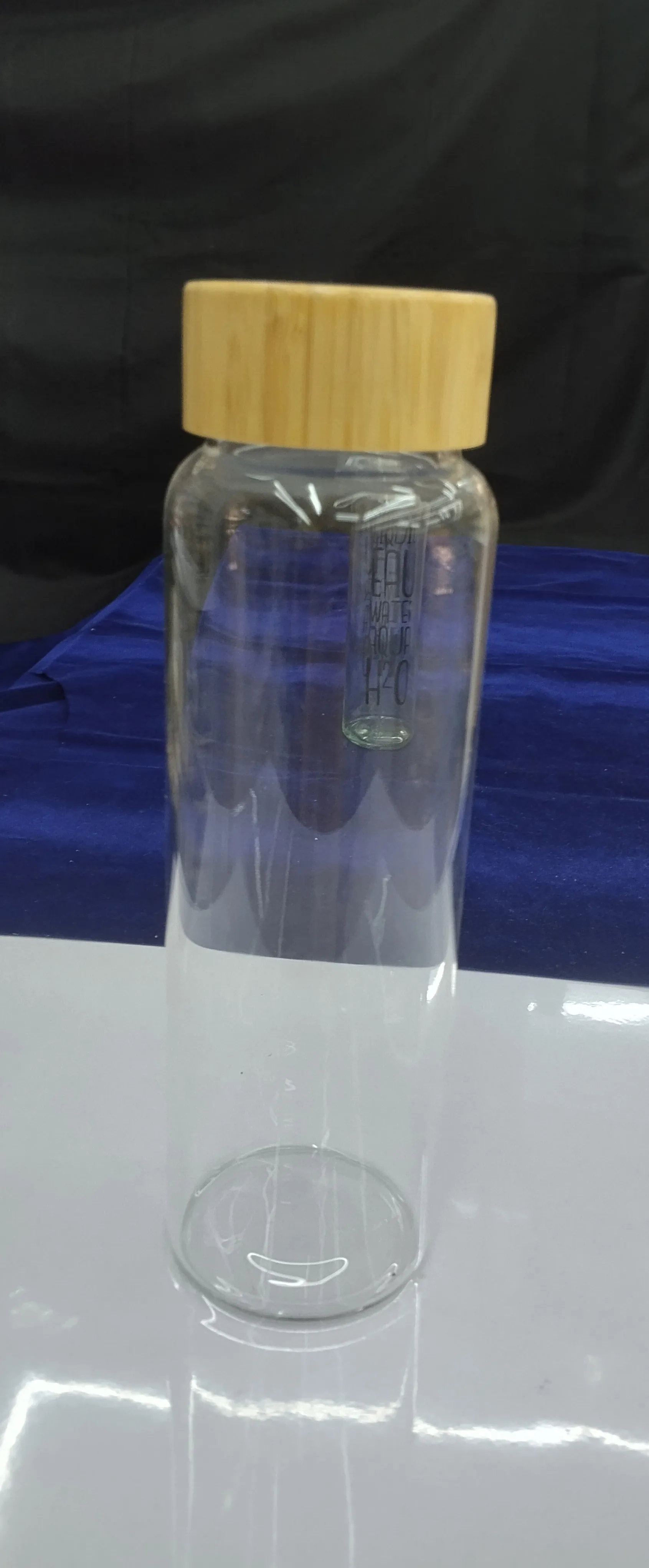 Glass Water Bottle with Bamboo Lid view 2