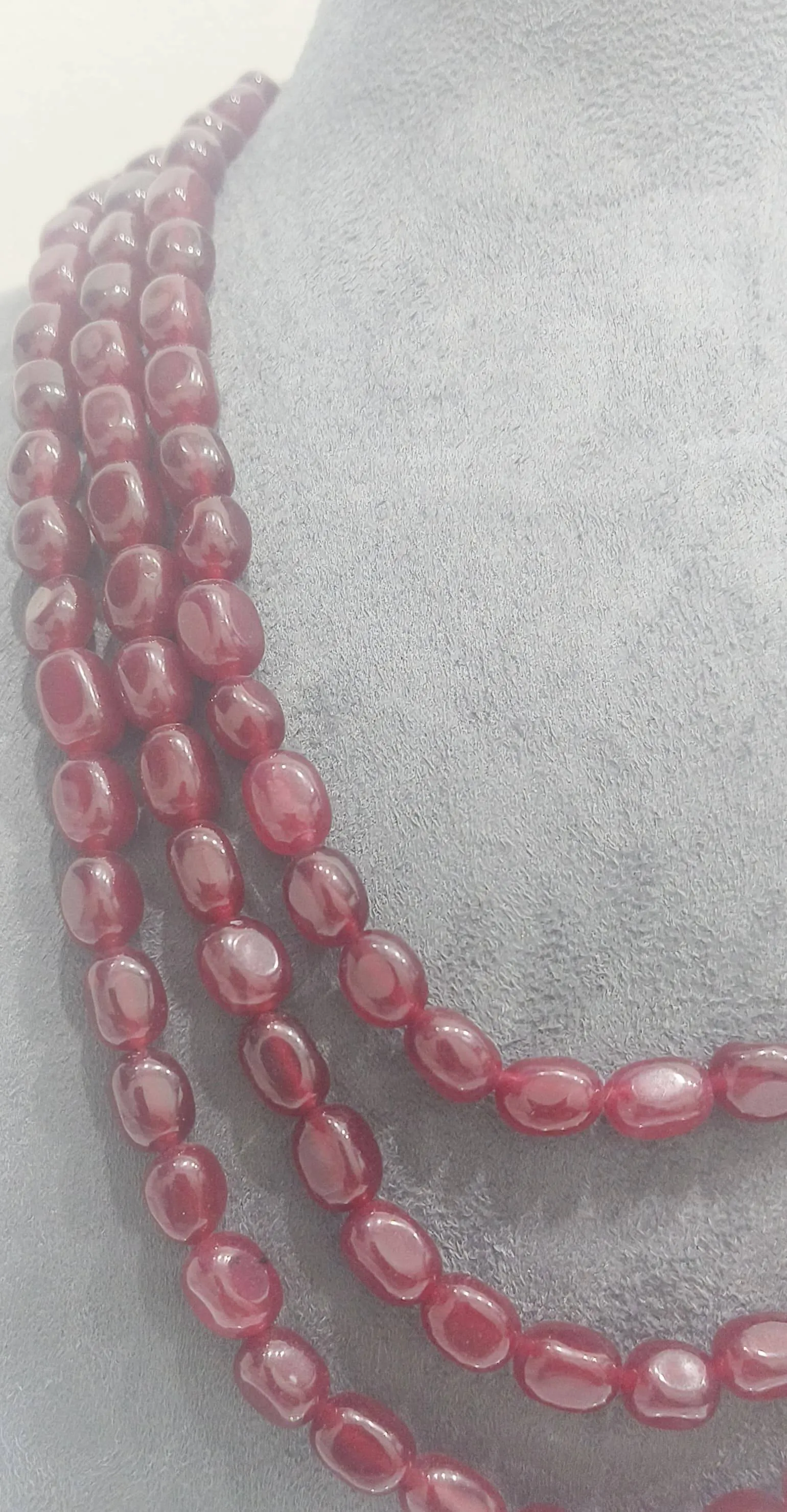 Burgundy Beaded Necklace (AVMM-01) view 2